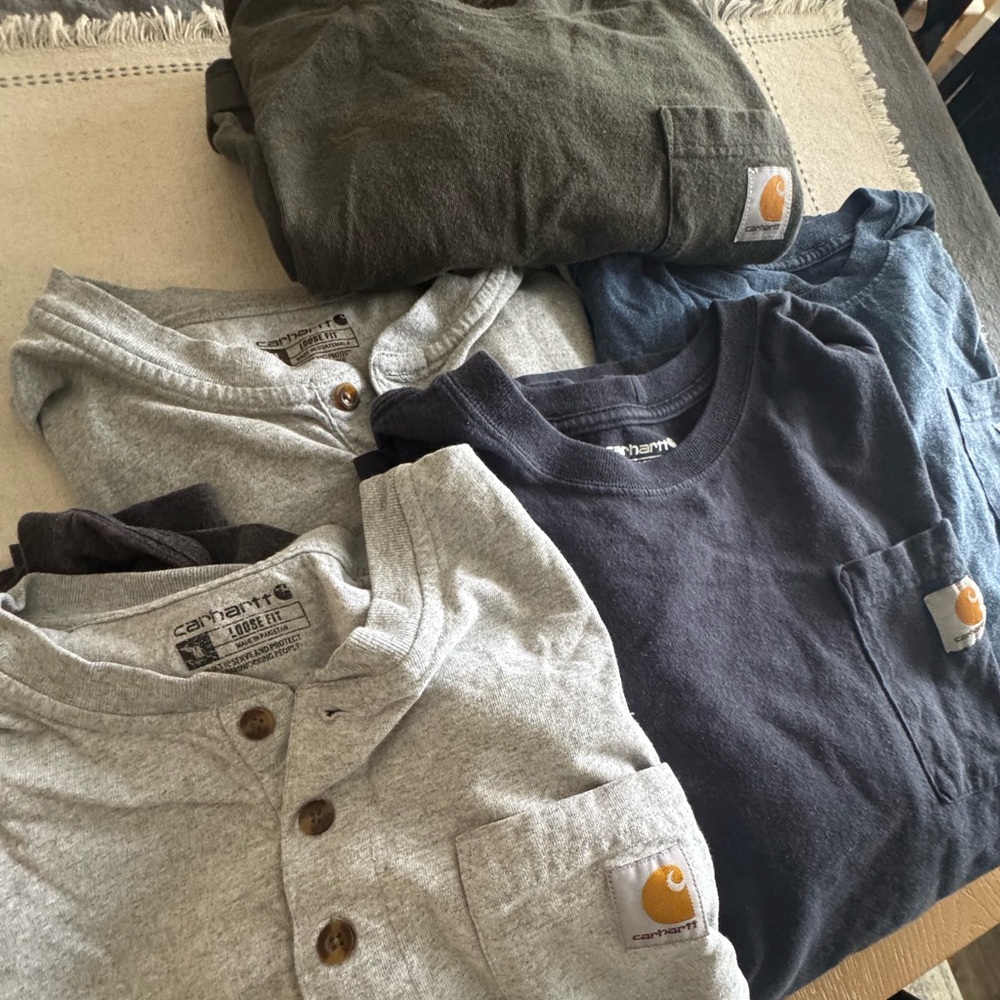 Carhartt men’s  Short Sleeve & Henley Tee Set - Navy, Gray, Olive